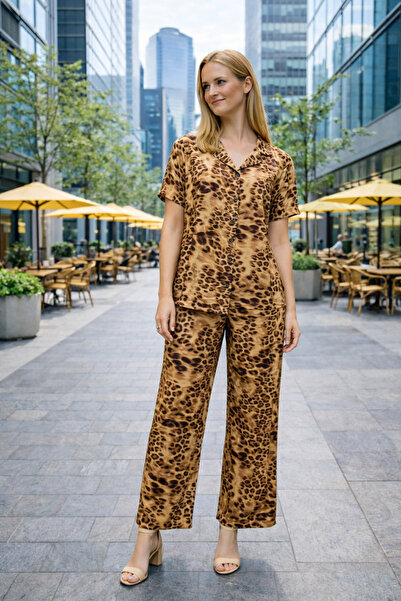 Clyfora Leopard Printed Piece Shirt Set