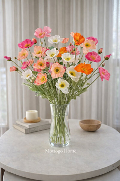 Empressco 24 Dallı Yapay Gelincik Bahar Çiçekleri Buketi, Dekoratif 60 cm