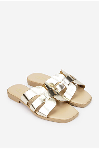 Dasha Sandale dama tip papuc din piele naturala aurie