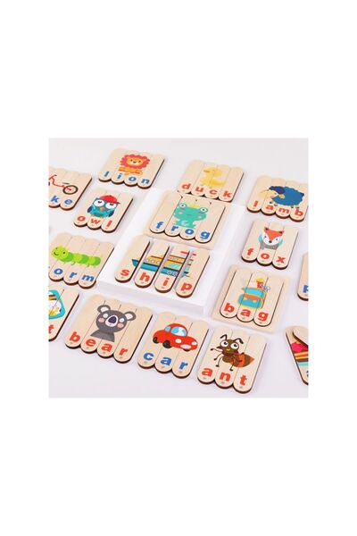 KAREMİ Puzzle din lemn, joc de ortografie, joc invatare limba engleza, K01B-1...