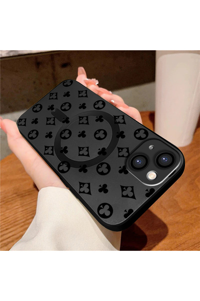ucuc iPhone 14 Uyumlu Metalik Dokulu Kamera Koruma Anti-Darbe Manyetik Siliko...