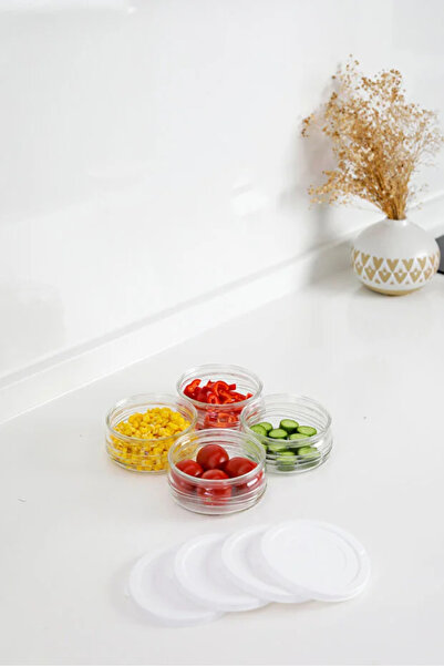 ACELEYOLLA Premium Breakfast Set of 4 410 Cc |   White Plastic Lid, Glass Sto...