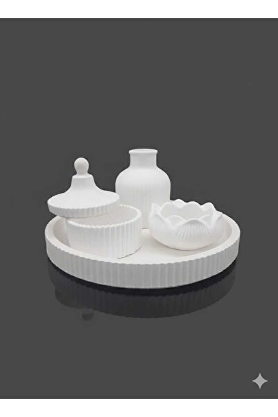 Pura Design Lotus Mumluklu & Kapaklı Kutulu Dekoratif Tepsi Seti – 4’lü Modern Sehpa Aksesuarı
