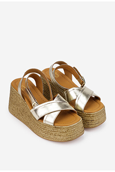 Dasha Sandale dama NUR aurii din piele cu talpa inalta