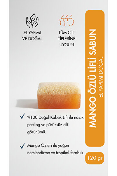 Mango Özlü Kabak Lifli Sabun – Doğal Peeling Etkili El Yapımı Sabun 120 gr