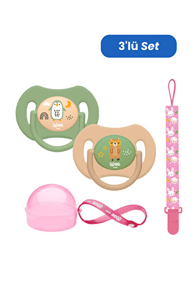 Wee Baby Duo Simetrik Uçlu Emzik 6-18 Ay No:2 KIZ (Kutu ve Band Seti)