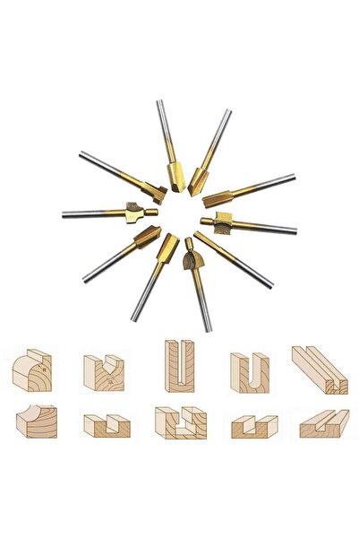 Choice5 مجموعة من 10 قطع من رؤوس نقش الكربيد عالية السرعة (HSS) للراوتر، و10 ...