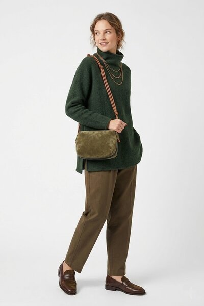 DSN Y6461 Women's Genuine Leather Crossbody Bag Mink