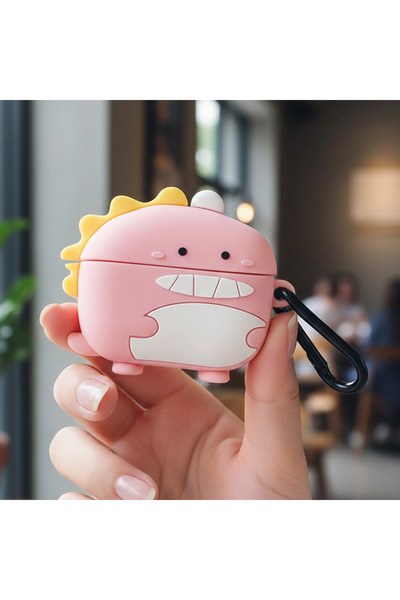 CaseOnn حافظة ريدمي بادز 8 برو باللون الوردي مع شخصيات على شكل ديناصور