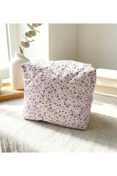 Trendmiya Quilted Fabric Makeup Bag Si