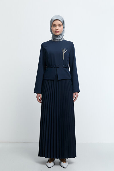 Tuğba Kemer Detaylı Elbise - Lacivert