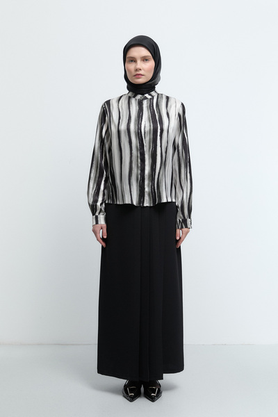 Tuğba Gizli Pat Detaylı Gömlek - Siyah