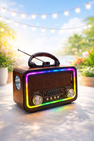 MEMİTA rt-730 usb am-sw-fm bluetooth solarlı ledli fenerli nostalji radyo