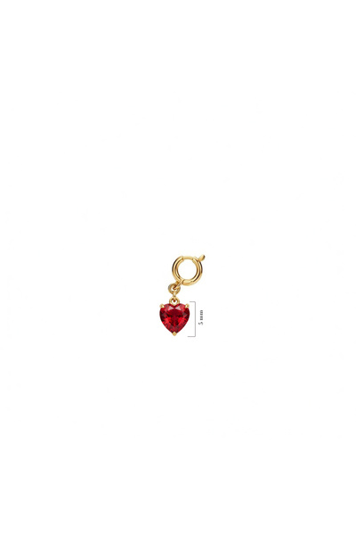 Silveranka 925 Ayar Gümüş Minimal Kırmızı Kalp Kolye Ucu - Charm
