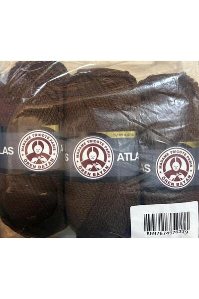 Ören Bayan ATLAS Koyu Kahverengi El Örgü İpi (3 Adet) - Renk: 083 Lot:2024