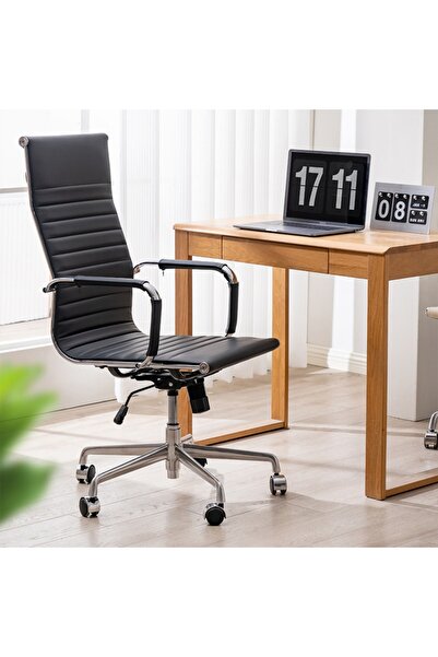 Generic Eames Inspired Bauhaus Leather Swivel Chair – Adjustable Height Ergon...