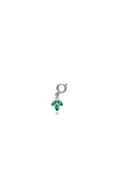 Silveranka 925 Ayar Gümüş Minimal Yeşil Lotus Kolye Ucu - Charm