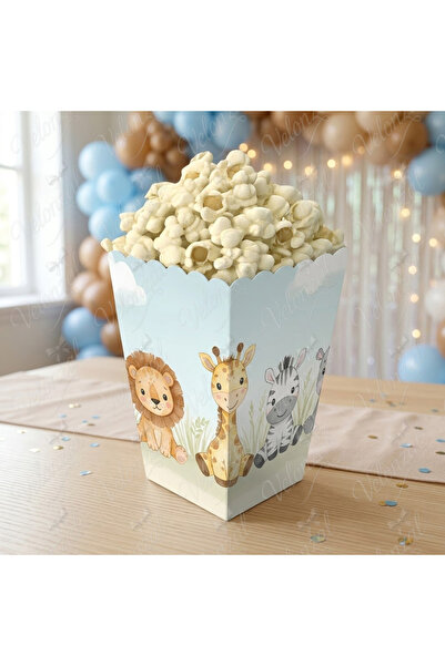 VELONZAL Safari Sevimli Hayvanlar Temalı Patlamış Mısır (Popcorn)-Cips Kutusu...
