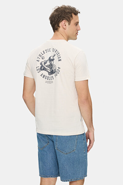 UCLA Tricou pentru bărbați TELMO Bone Color, cu decolteu rotund, imprimat, 10...