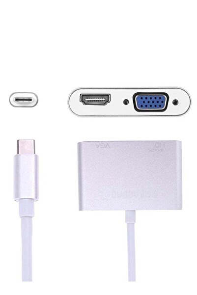 Arabest 2-in-1 USB 3.1 Type C to VGA HDMI 4K Adapter, Universal Connectivity Hub