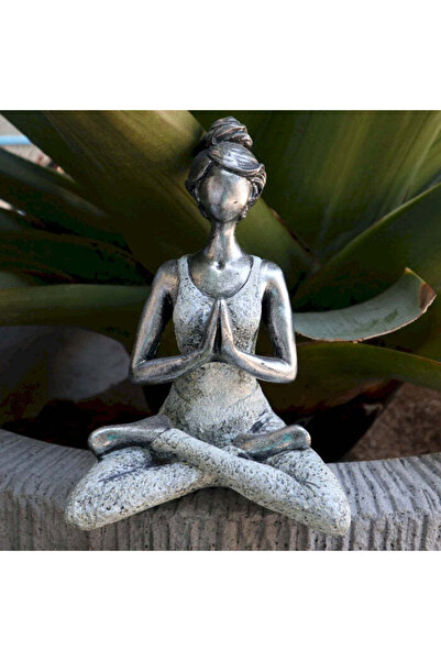 Namaruna Statuie Doamnă Yoga - Argintiu - Alb 24cm