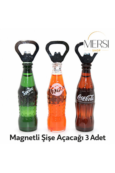 Mersi SHOP مجموعة من 3 فتاحات زجاجات مغناطيسية بتصميم زجاجة مشروبات - فتاحة أ...
