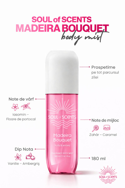 Soul of Scents Body Mist Madeira Bouquet 180ml – Spray Parfumat Fruity & Ambery