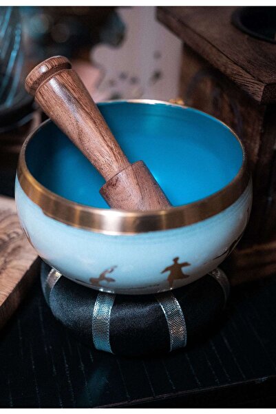 Namaruna Set de boluri cântătoare, poziții de yoga - alb/albastru 10,7 cm