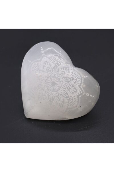 Namaruna Inimă de selenit - 7-8 cm - Mandala gravată