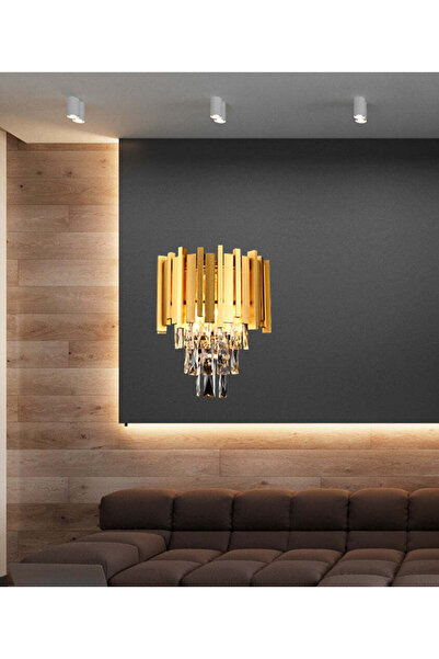 RFAN Aplică de perete, model WL339/2W, textură cristalină, metal, 2 x E27, auriu