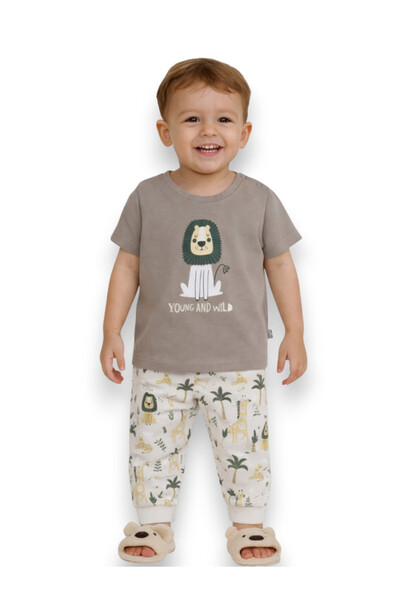 Victor and Jane Infant Boys Lion Print Cotton Pajama Set – T-Shirt & Pajama P...