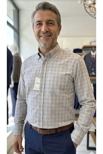 ADVANTE 100% Cotton Long Sleeve Pocketed E Plaid Classic Cut Men's Shirt with...