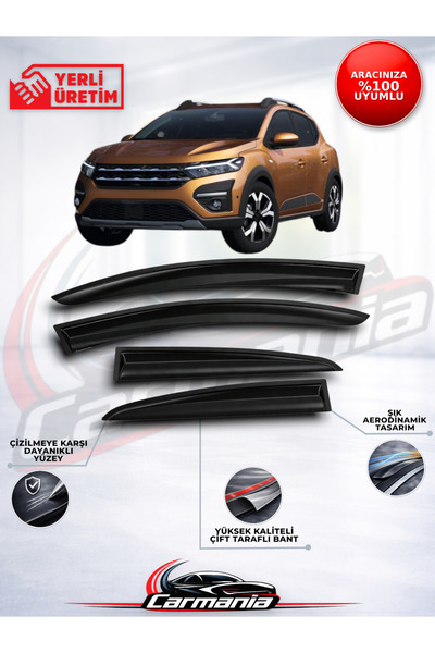 CARMANİA Dacia Sandero Stepway 2021 Sonrası Cam Rüzgarlığı 4'lü Set