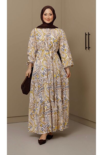 Butik saten desenli elbise
