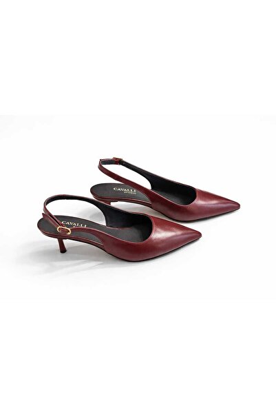 Eray Kadın bordo sivri burun alçak topuk yumuşak günlük stiletto ayakkabı