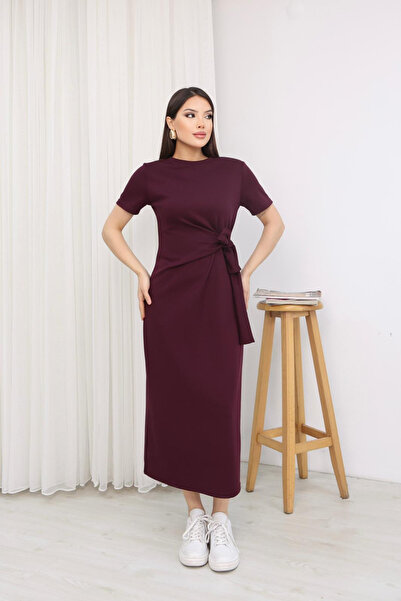 moda poni Γυναικείο κοντομάνικο φόρεμα Με δέσιμο στο πλάι