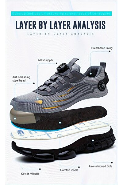 Verci أحذية أمان ذات مقدمة فولاذية، خفيف، مقاومة للثقب ، قابل للتنفس، مناسبة ...