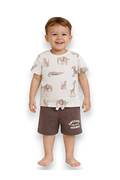 Victor and Jane Infant Boys Safari Animal Print Cotton Pajama Set – T-Shirt &...