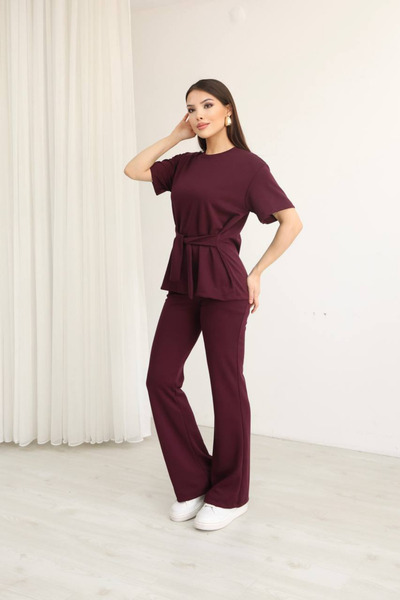 mielva Γυναικείο Σετ Δύο Τεμαχίων από Ύφασμα Modal σε Χρώμα Μοβ, με Δέσιμο στ...