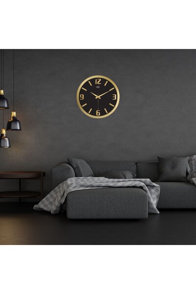 TakÇalıştır ساعة حائط ذهبية مقاس 39 سم بأرقام منقوشة