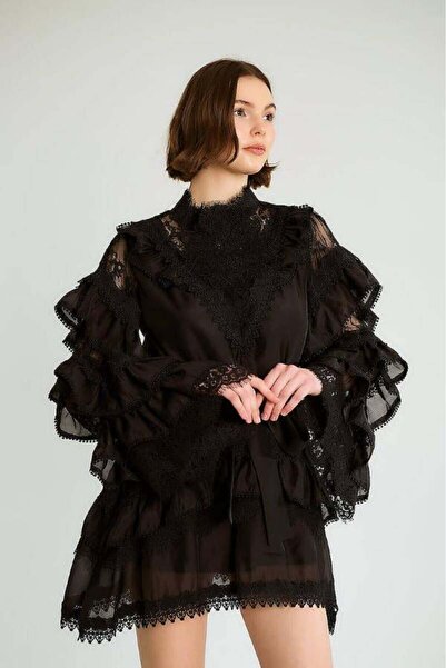 Robin 39366 Dantel Elbise Siyah