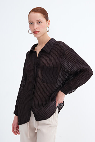 Addax Pocketed Striped Shirt G2163