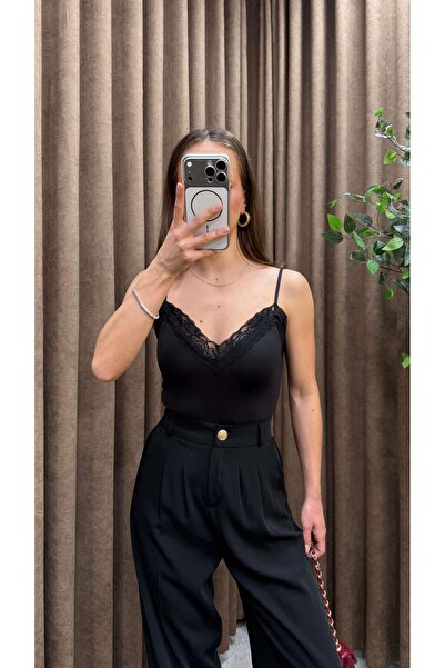 Maysa Zibinli Lace Detailed Blouse-Black