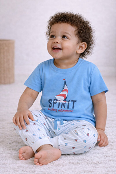 Victor and Jane Infant Boys “Spirit” Print Cotton Pajama Set – T-Shirt & Paja...