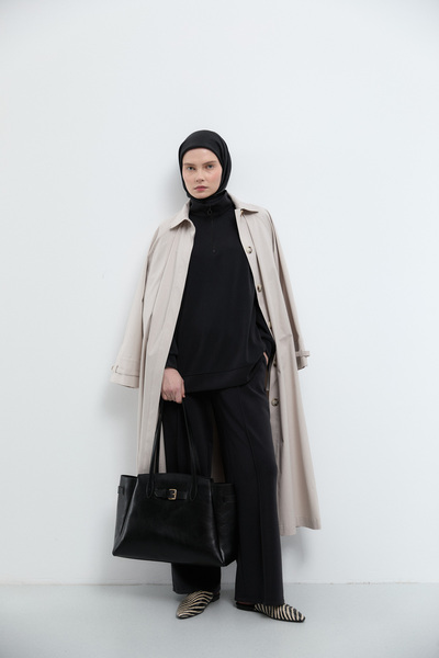 Tuğba Önü Fermuarlı Sweat - Siyah