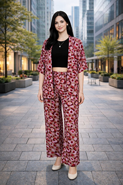 Clyfora مجموعة كيمونو مكونة من طبعة الفهد قطع بقصة قصيرة