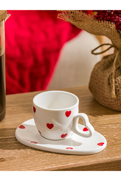 LC Waikiki Renkli̇mağazadan Lcw Home Mixed Heart B Printed Porcelain Coffee C...