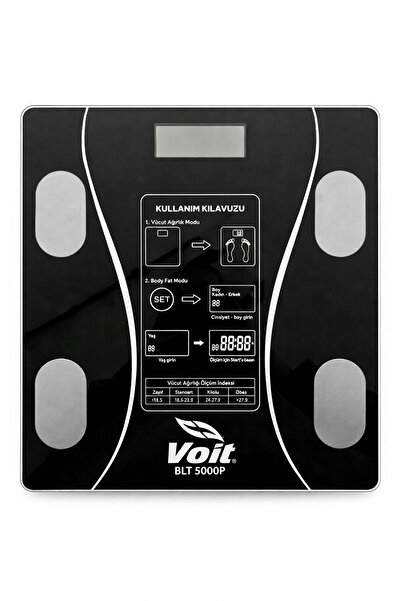 Voit Akıllı Bluetooth Dijital Baskül - Yağ Ölçer - Vücut Analizi - Siyah