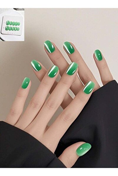 Arabest طقم أظافر صناعية لاصقة بتصميم عين القطة الكريستالية مكون من 10 قطع، أ...