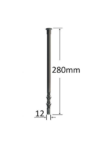 Gray Square Dowel 12x280mm With Screw - 25pcs/box